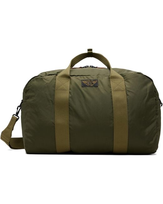RRL Green Khaki Nylon Utility Duffle Bag for men