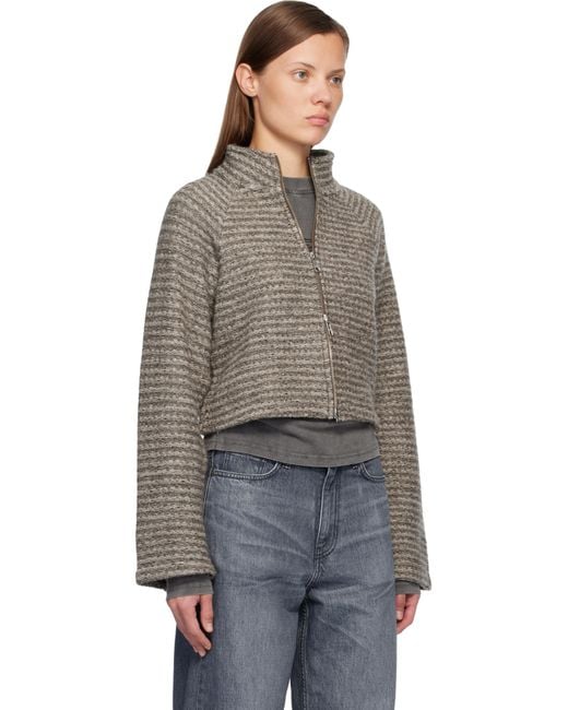 mfpen グレー Leisure クロップド ジップアップ ジャケット Black