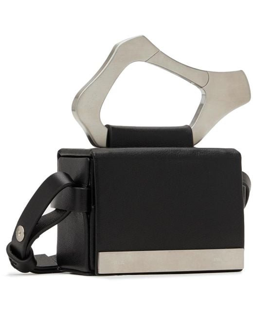 HELIOT EMIL Black Leather Strap Box Bag for men