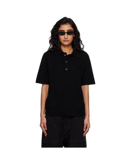 Entire studios Black Short Sleeve Knit Polo