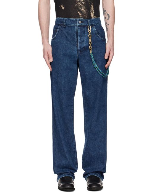 Song For The Mute Blue Long Work Jeans for men