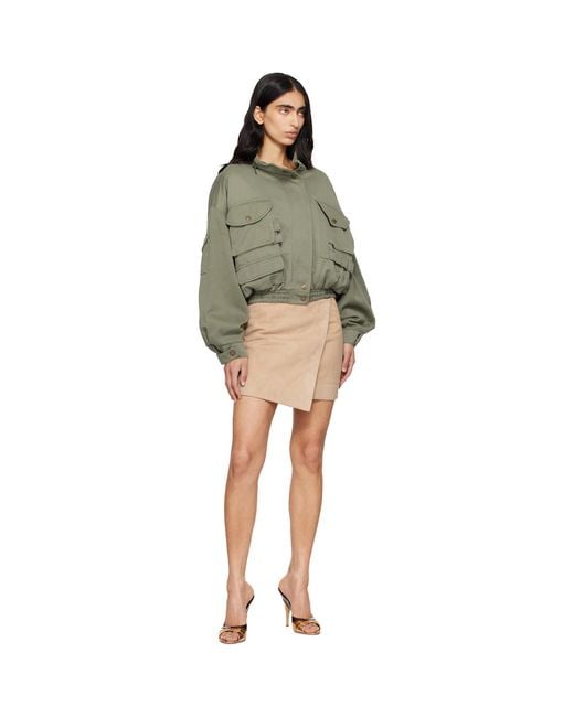 Balmain Natural Suede Wrap Miniskirt