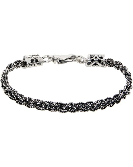 Emanuele Bicocchi Black Tiny Fishtail Braid Bracelet for men