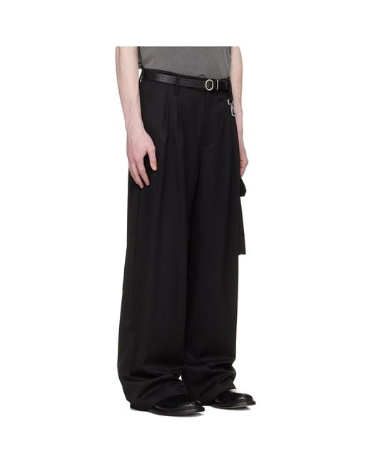 Reese Cooper Black Wool Pleated Cargo Pants for men