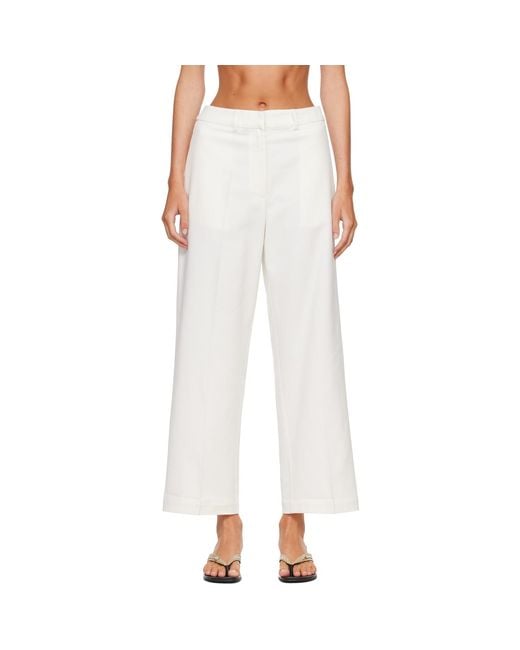 Cordera White Soft Cotton Straight Trousers