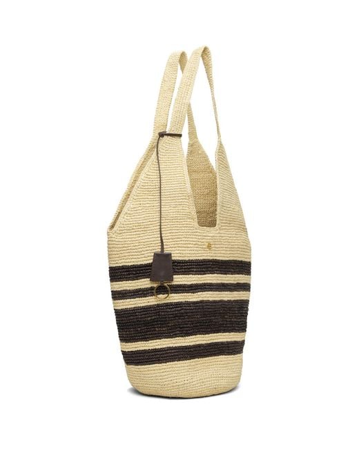 Anine Bing Black Off- & Leah Stripes Raffia Bag