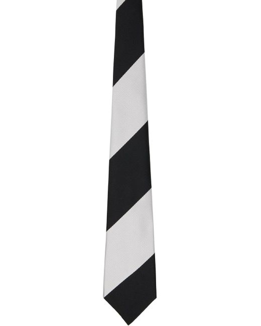 Comme des Garçons Black Silk Regimental Stripe Tie for men