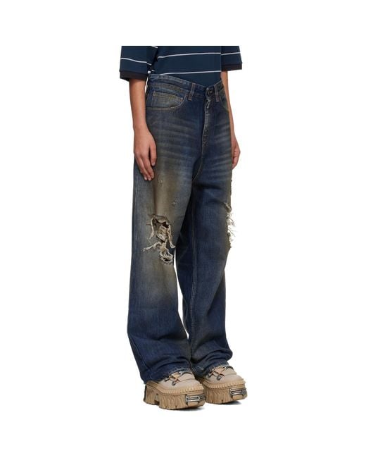 Vetements Blue Trashed Jeans