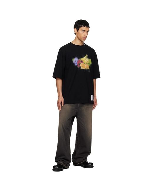 Maison Mihara Yasuhiro Black Fruit Printed T-Shirt for men