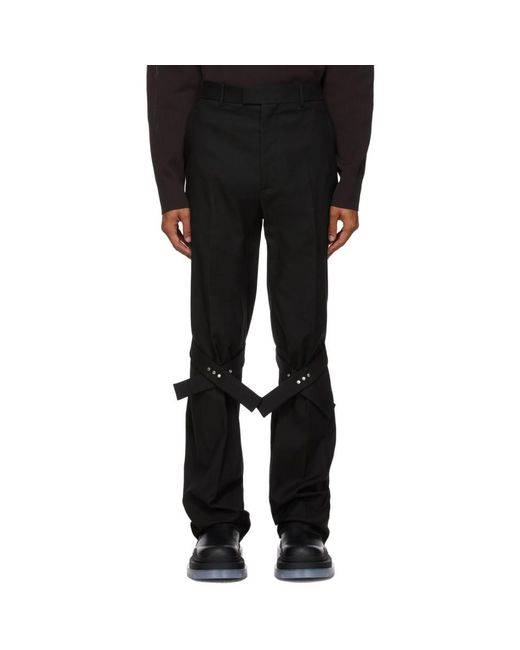 Bottega Veneta Black Strap Trousers for Men | Lyst