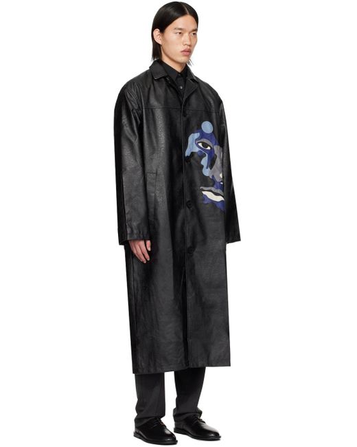 Manteau noir en cuir synthétique grainé Kidsuper pour homme en coloris Black