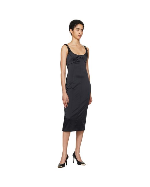 Versace Jeans Couture Black Satin Midi Dress