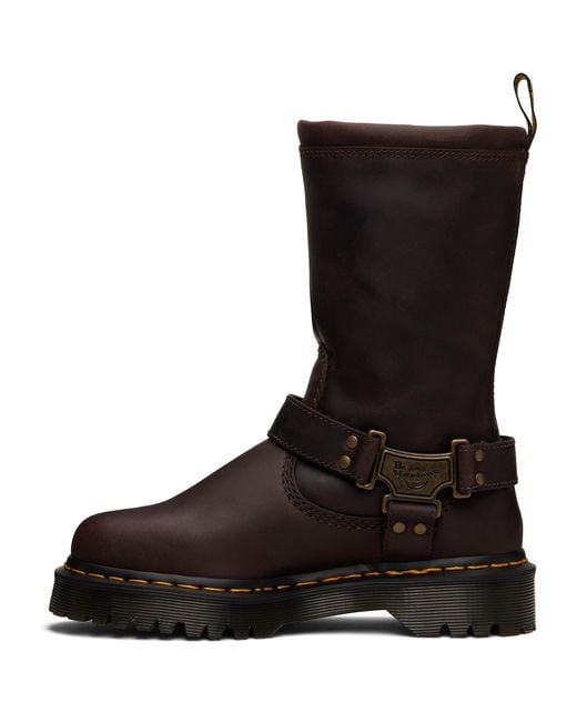 Dr. Martens Brown Anistone Hi Leather Biker Boots for men