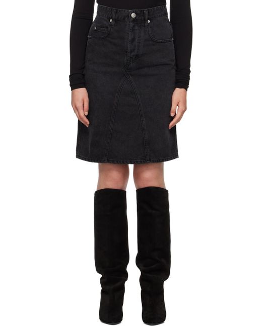 Isabel Marant Black Fiali Denim Midi Skirt