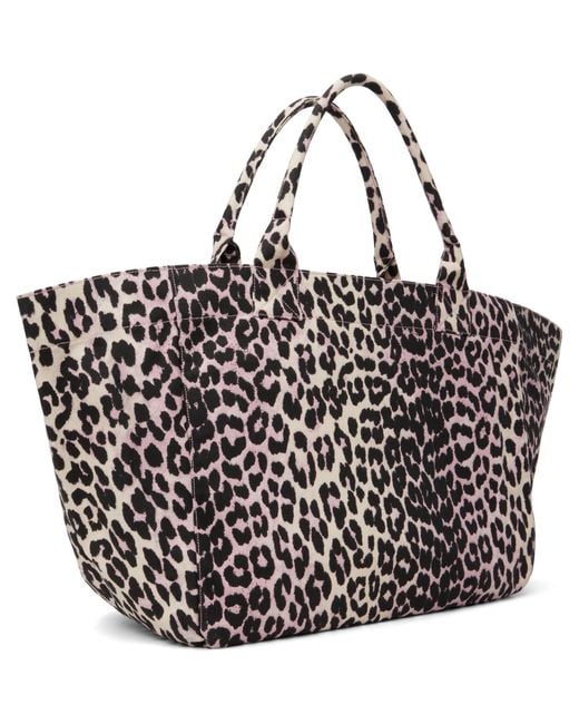 Ganni Black Leopard Sequin Xxl Tote