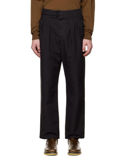 Lemaire Cotton Black Trench Trousers for Men | Lyst