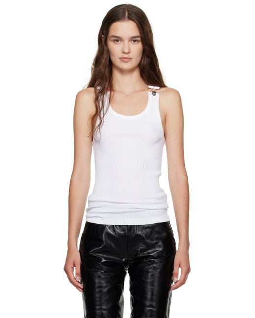 Jean Paul Gaultier Overall Buckles Ribbed Tank Top in White | Lyst