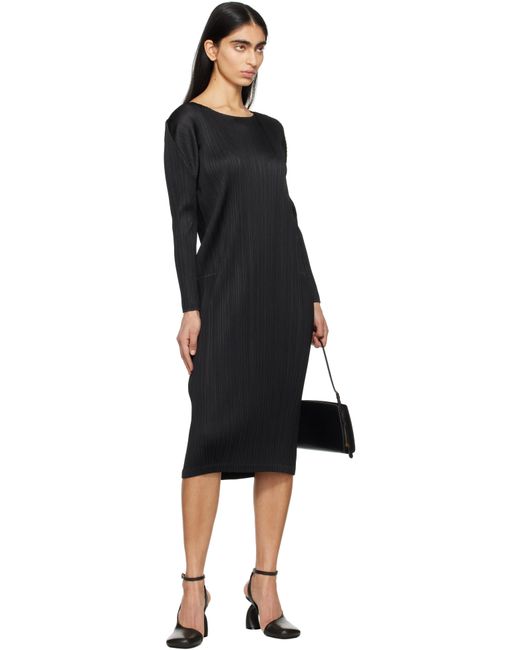 Pleats Please Issey Miyake Black Monthly Colors February Midi Dress