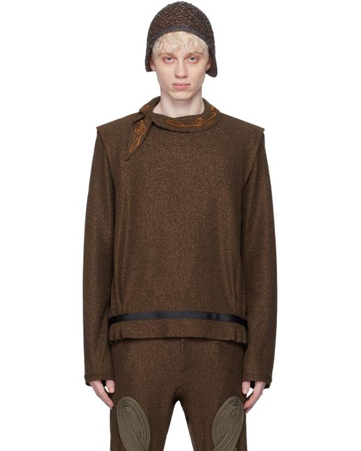 Kiko Kostadinov Brown Wrapped Collar Sweater for men