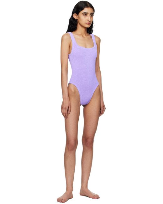 Maillot de bain mauve à encolure carrée Hunza G en coloris Black