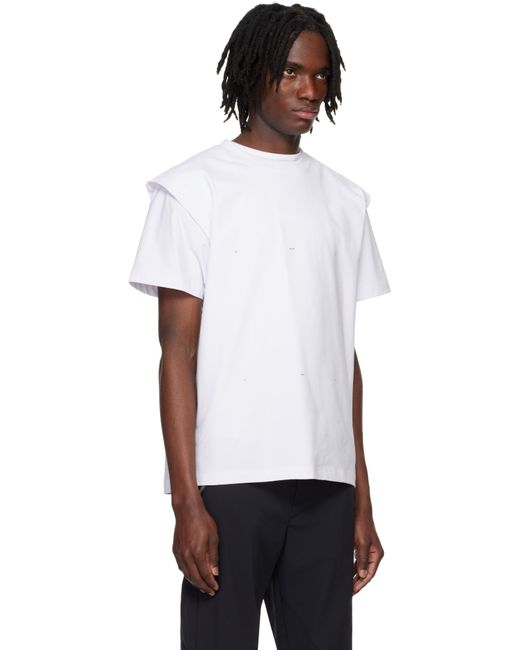 メンズ HELIOT EMIL ホワイト Outline Logo Tシャツ White