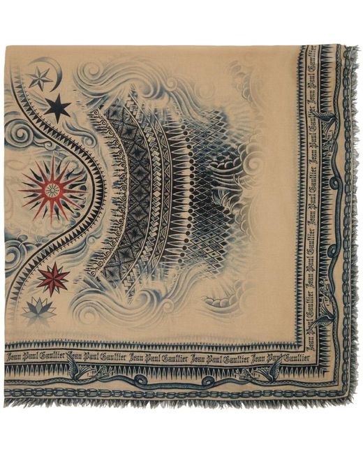 Foulard Ascot Jean Paul Gaultier - En Laine Et Soie, Gris, Plissé, 118x28 Cm, Occasion En Très Bon état
