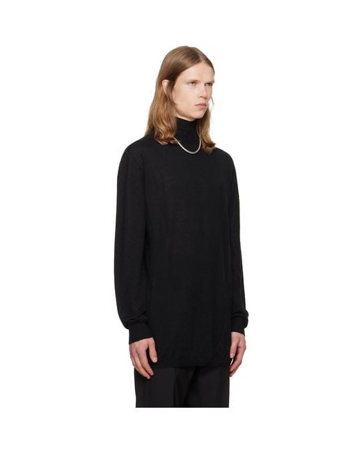 Rick Owens Black Tower Oversized Turtleneck for men