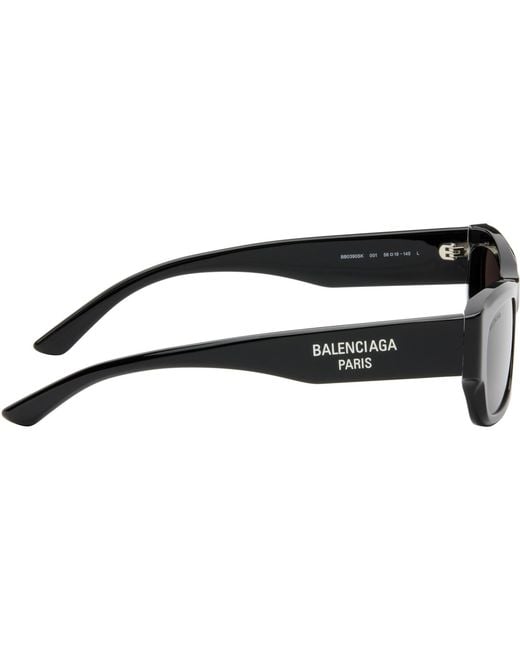 Balenciaga Black Rectangular Sunglasses for men