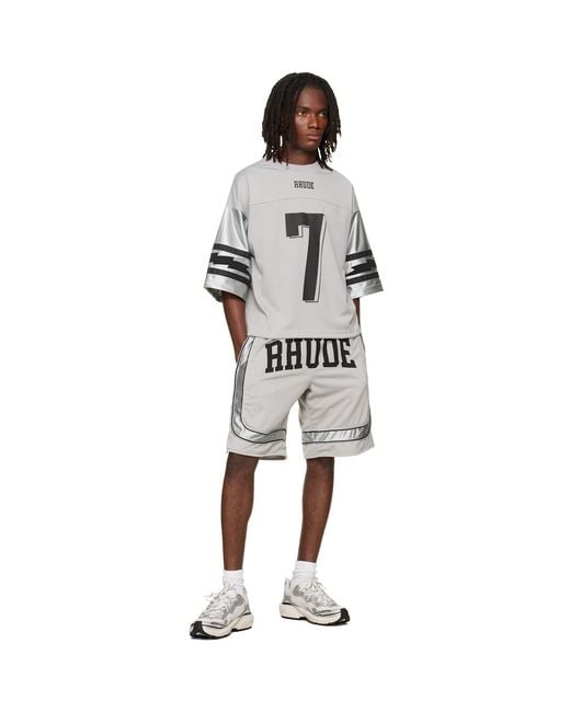 Rhude Gray Lightning Football Jersey for men