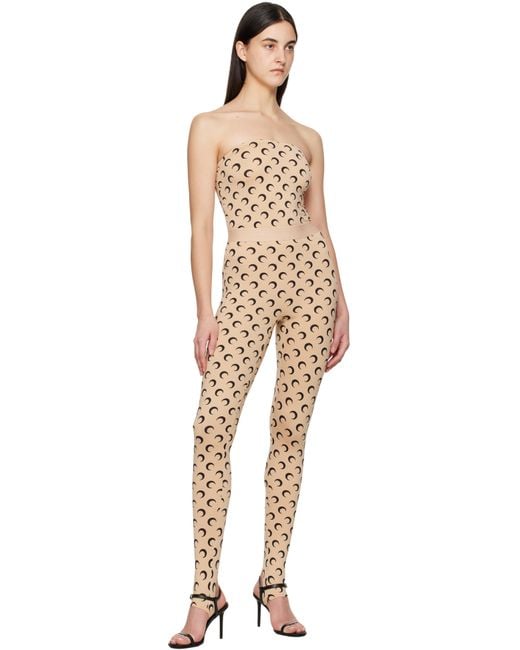 MARINE SERRE Natural Moon Printed Jersey Second Skin Tube Top