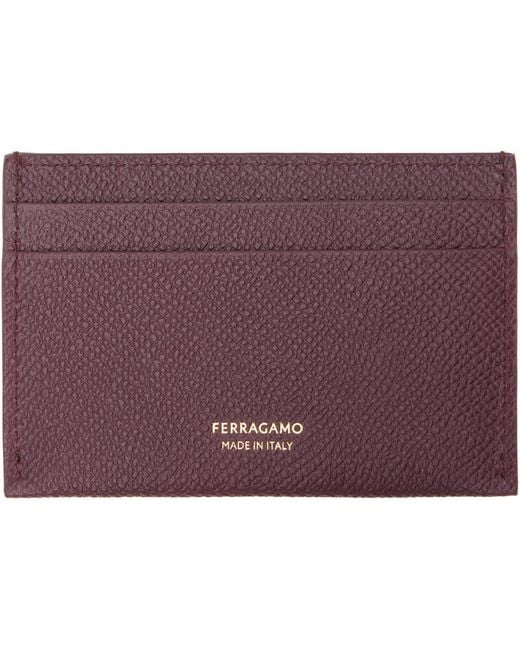 Ferragamo Purple Burgundy Gancini Credit Card Holder