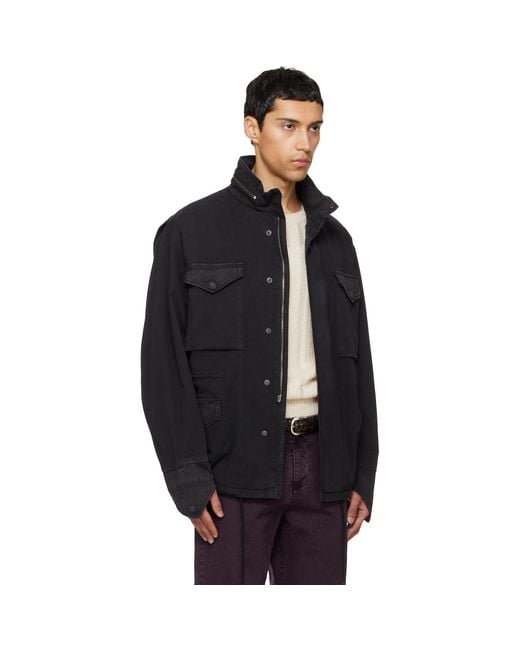 TONYWACK Black Garment Dyed Cotton Field Jacket for men