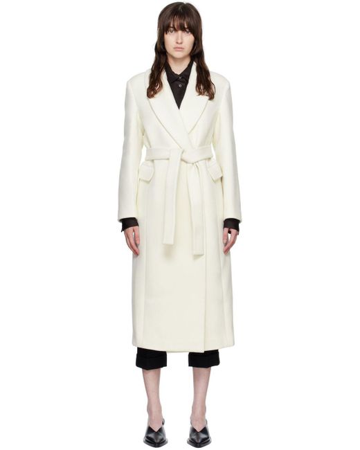 NOTHING WRITTEN Wool Ssense Exclusive Off-white Shawl Collar Coat in ...