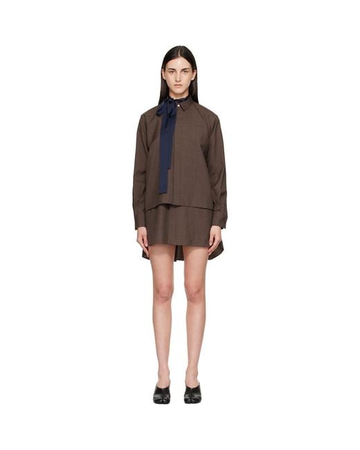 Sacai Brown Suiting Minidress