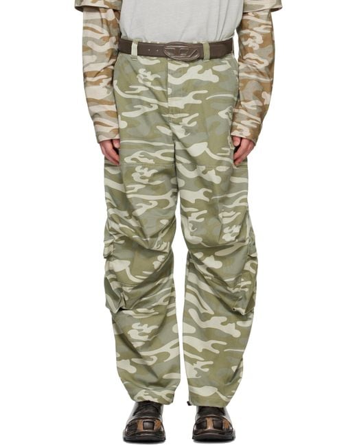 DIESEL Green Khaki P-Arne-B Cargo Pants for men