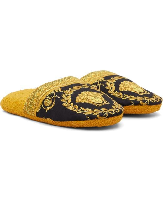 Versace Black 'I Heart Baroque' Slippers