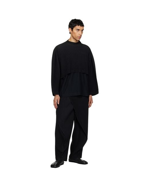 Homme Plissé Issey Miyake Black Pleats Bottoms Trousers for men