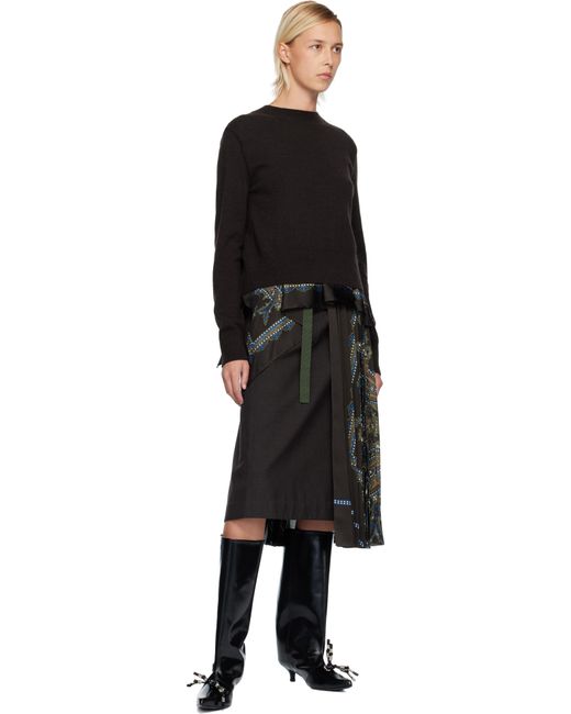 Pull Brun En Tricot De Laine À Motif Cachemire Sacai en coloris Black