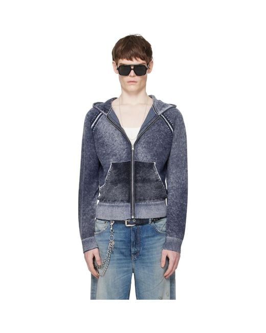 Acne Blue Zipper Hoodie for men