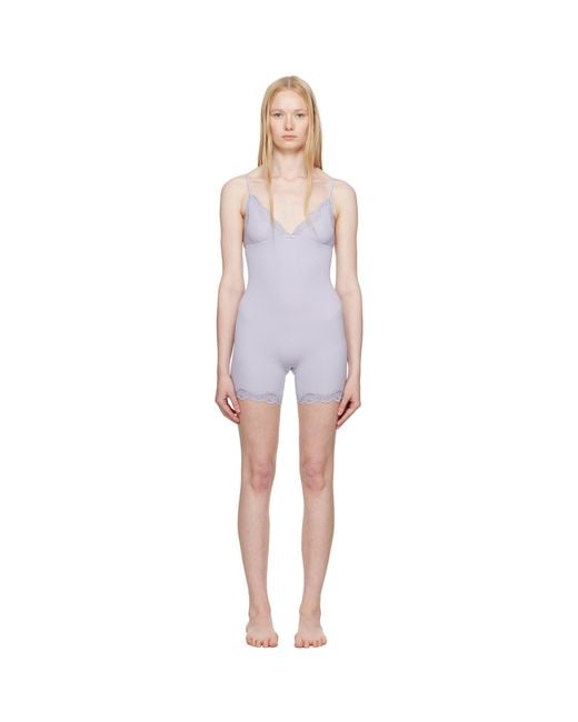 Skims Black Fits Everybody Lace Triangle Onesie Jumpsuit