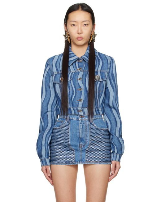 Blouson indigo en denim à rayures Area en coloris Blue