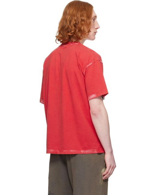 メンズ we11done レッド Pierced Tシャツ Red