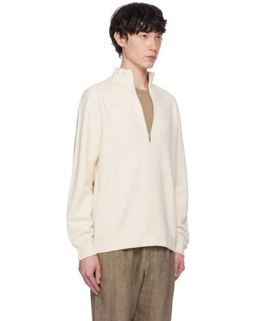 メンズ Sunspel ベージュ ループバック ハーフジップ スウェットシャツ Natural