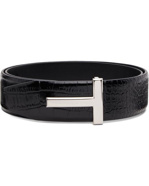 Tom Ford Black T Reversible Belt for men