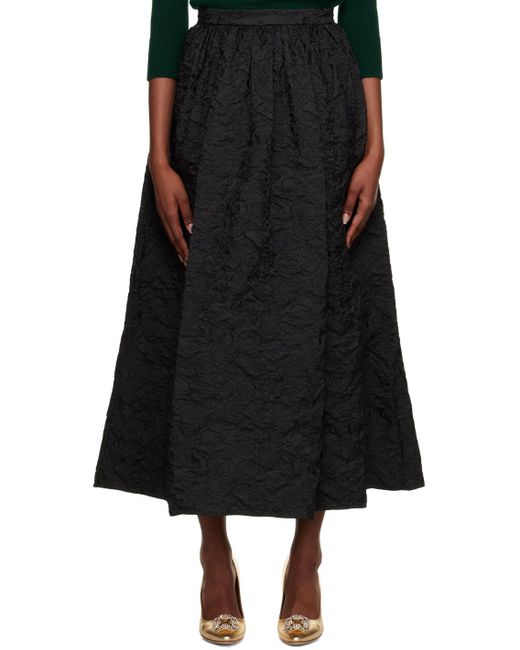 Erdem Black Gathered Maxi Skirt
