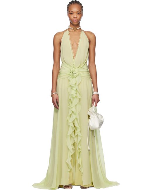 Blumarine Natural Rose Decoration Maxi Dress