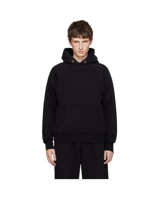Les Tien Black Heavyweight Classic Raglan Hoodie for men