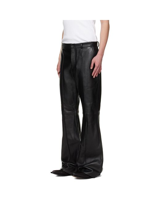 Lu'u Dan Black Bruce Lee X Lựu Đạn Lựu Bells Bell Bottom Leather Pants for men