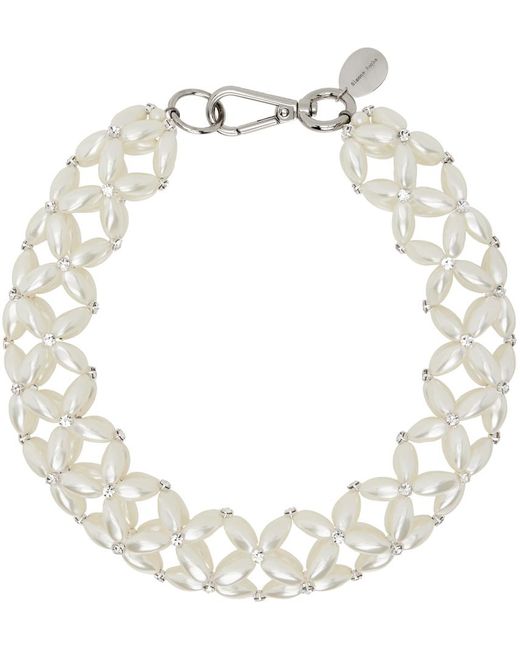 Simone Rocha Metallic White Rope Pearl Crystal Necklace for men