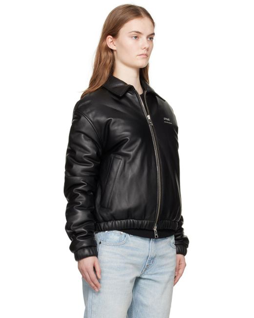AMI Black Padded Leather Jacket